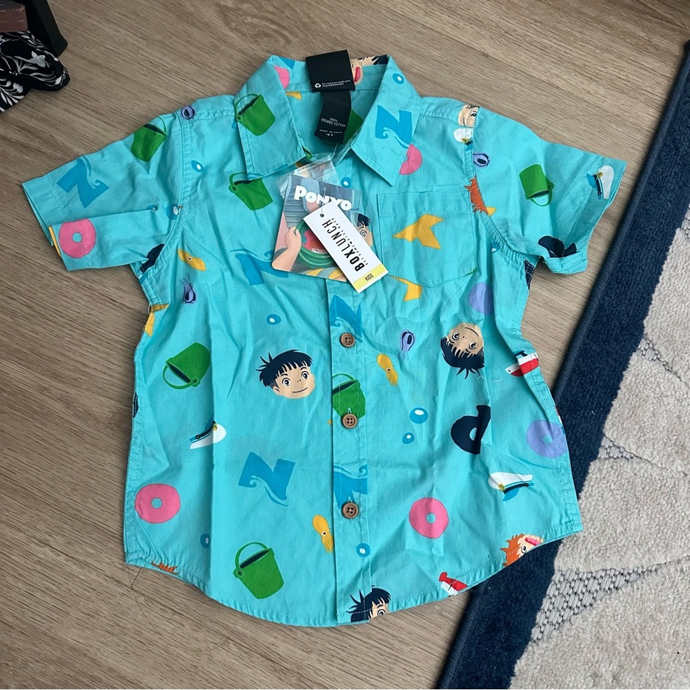 Studio Ghibli Ponyo Icons Allover Print Toddler Woven Button-Up Shirt s 4T